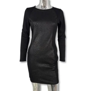 Black Textured Panel Bodycon Dress - Size S