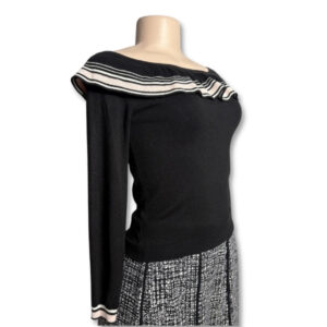H&M Black Off-Shoulder Ruffle Knit Top – Size XS