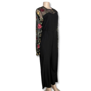 Black Floral Mesh Jumpsuit – Size S