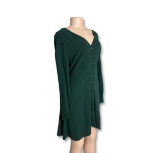 Cotton On Emerald Green Long Sleeve Button Front Mini Dress – Size S/P