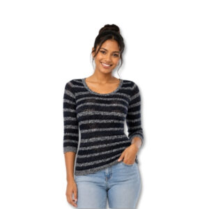 OBR Navy & Grey Striped Knit Top – Size XS