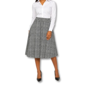 Grey Plaid A-Line Midi Skirt – Size 32/8