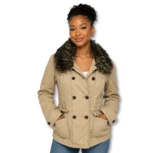 Polo Ralph Lauren Women’s Beige Fur Collar Utility Jacket – Size S