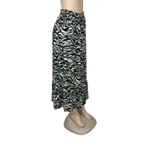 Identity Black White Zebra Print Maxi Skirt - Size 42/ XL