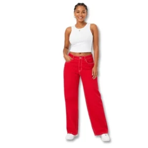 Factorie Red Wide-Leg Jeans – Size 8