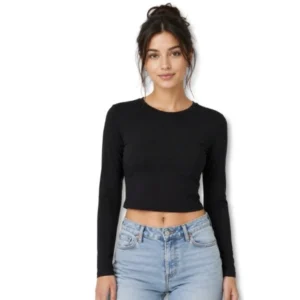 Black Long Sleeve Crop Top – Size S