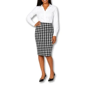 Black & White Houndstooth Pencil Skirt – Size 32