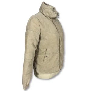 Beige Corduroy Puffer Jacket – Size S