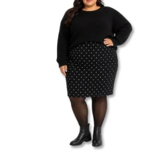 Black & White Polka Dot Pencil Skirt – Size 24 / 4XL