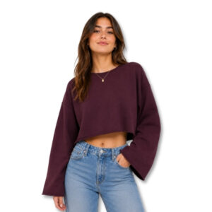 H&M Basic Burgundy Cropped Sweatshirt – Size S