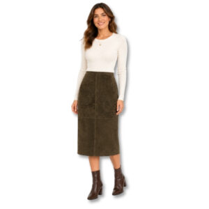 Vintage St. John’s Bay Suede Leather Midi Skirt – Size 10