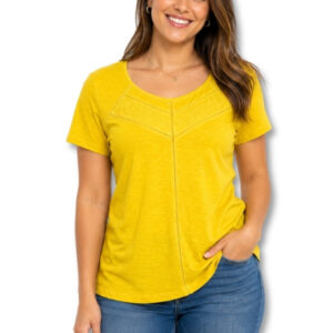 Woolworths Mustard Yellow Cotton Short Sleeve Top – Size M