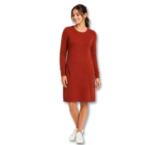Truworths Rust Knit Long Sleeve Pocket Dress – Size 32