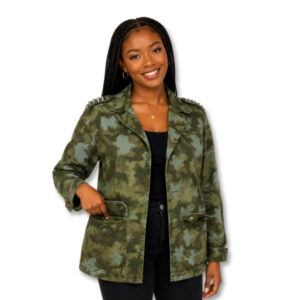 Camouflage Studded Shoulder Utility Jacket – Size S