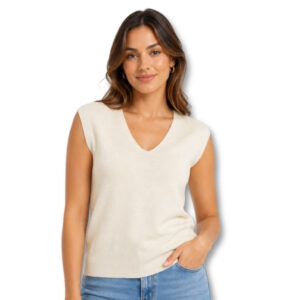 Forever New Cream Fine Knit Cap Sleeve Top – Size 12