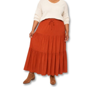 Rust Tiered Maxi Skirt - Size 16