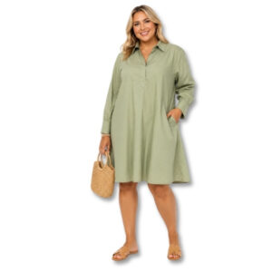 UNIQ Sage Green 100% Cotton Shirt Dress – Size L