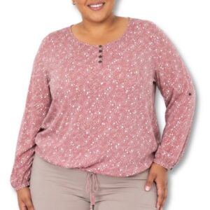 Dusty Pink & White Speckled Long Sleeve Blouse – Size 44