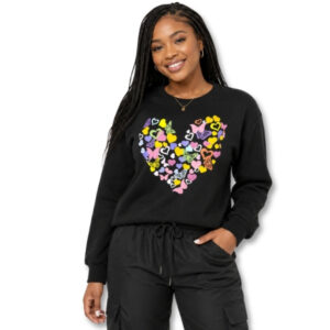 Black Heart & Butterfly Graphic Sweatshirt – Size M