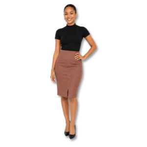 Basque Burgundy & Beige Micro Check Pencil Skirt – Size 6