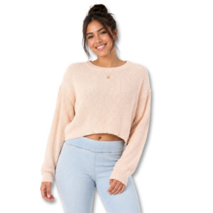 Cotton On Soft Peach Cropped Knit Sweater - Size S