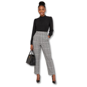 Cotton On Grey Glen Check Paperbag Trousers – Size S