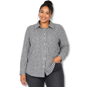 H&M Black & White Gingham Button-Up Shirt – Size L