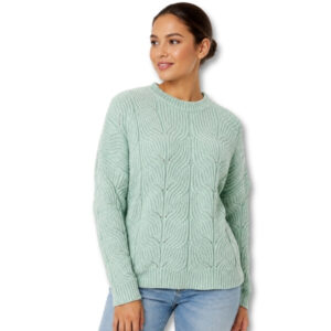 Mint Green Cable Knit Jersey Sweater – Size S