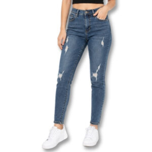 High Rise Distressed Blue Skinny Jeans – Size 32