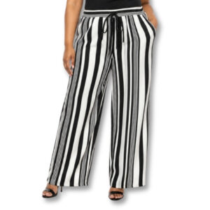 The Fix Black & White Vertical Stripe Wide Leg Pants – Size 12