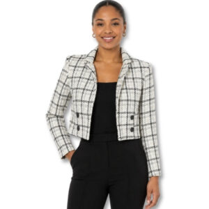 The Fix Black & White Check Cropped Blazer – Size 6