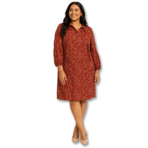 Rage Rust Red Abstract Print Shirt Dress – Size L