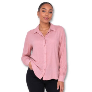 H&M Dusty Pink Long Sleeve Button-Up Blouse – Size S