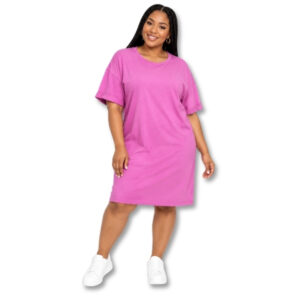 Pink Cotton T-Shirt Dress - Size L
