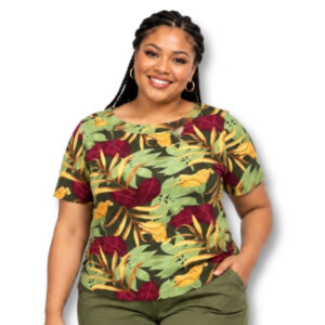 Green Leaf Print Top – Size XL