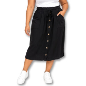 Black Viscose Midi Skirt – Size L