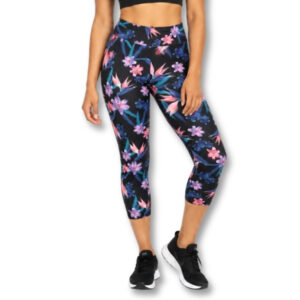 Black Floral Capri Leggings – Size XS
