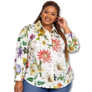 White Floral Print Shirt -Size 3XL