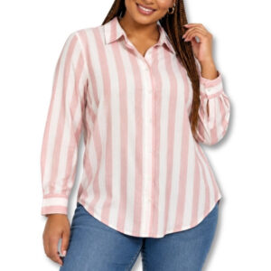 H&M Divided Pink & White Striped Button-Up Shirt - Size 12
