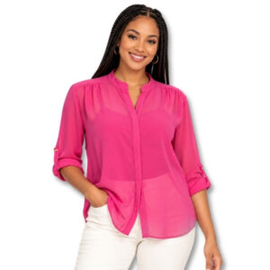 Contempo Pink Sheer Blouse – Size 12