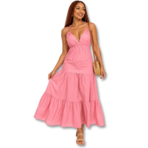 Red Earth Pink Cotton Maxi Dress – Size 30