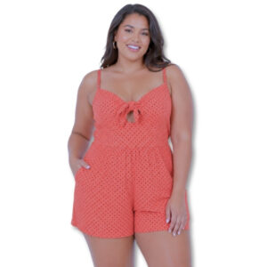 Identity Coral Polka Dot Tie Front Playsuit – Size 38