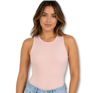 Legit Blush Pink Ribbed Bodysuit – Size M