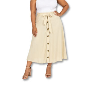Woolworths Cream Button-Front Midi Skirt - Size 16