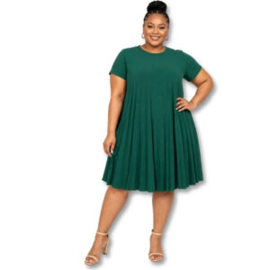 Ginger Mary Emerald Green Pleated Swing Dress – Size 44