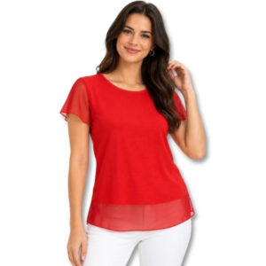 ZARA Red Sheer Sleeve Top – Size S