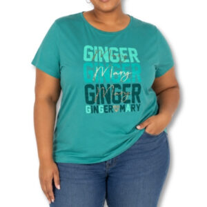 Ginger Mary Teal Graphic T-Shirt – Size 44