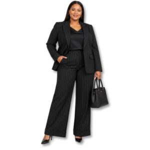 Jenny Button Black Pinstripe Suit Set – Size 38