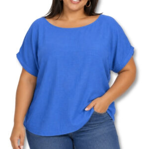 Contempo Blue Short Sleeve Top – Size 16