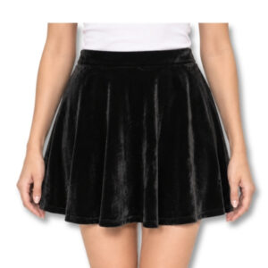EDITION Black Velvet Skater Skirt with Flared Silhouette – Size S